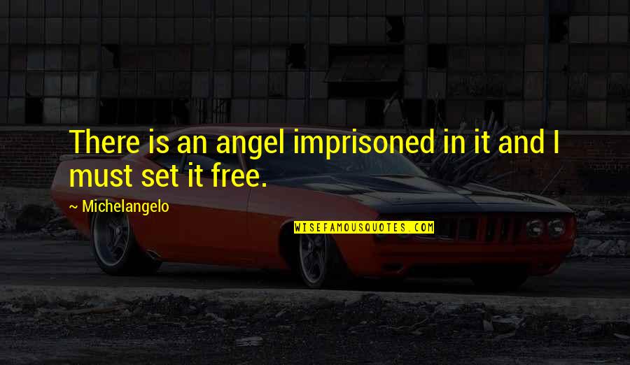 Michelangelo Angel Quotes By Michelangelo: There is an angel imprisoned in it and