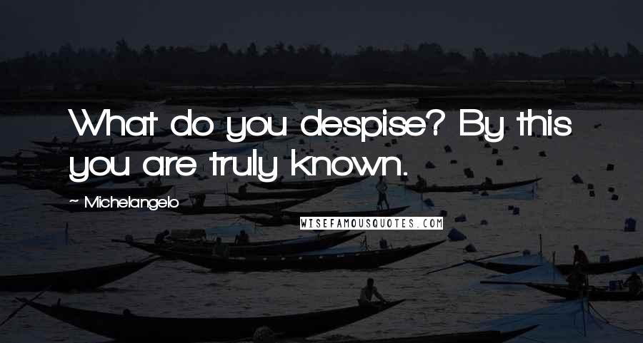 Michelangelo quotes: What do you despise? By this you are truly known.