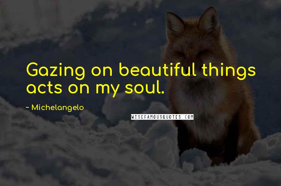 Michelangelo quotes: Gazing on beautiful things acts on my soul.