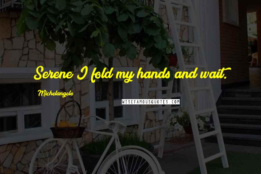 Michelangelo quotes: Serene I fold my hands and wait.