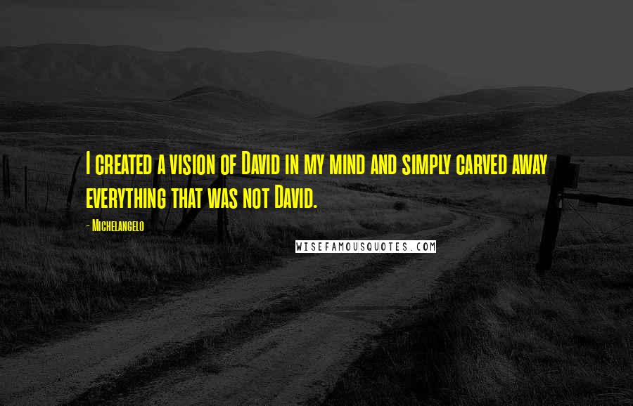 Michelangelo quotes: I created a vision of David in my mind and simply carved away everything that was not David.