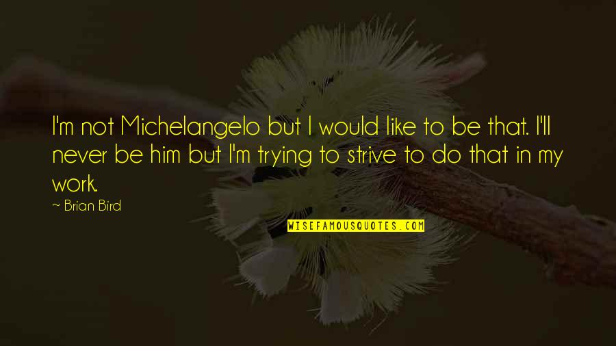 Michelangelo's Quotes By Brian Bird: I'm not Michelangelo but I would like to