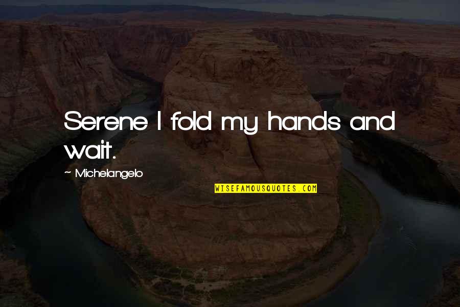 Michelangelo's Quotes By Michelangelo: Serene I fold my hands and wait.