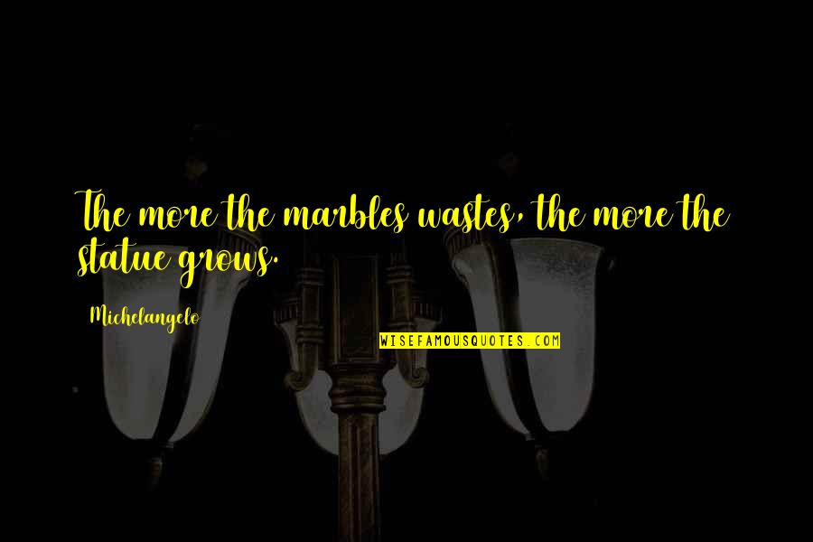 Michelangelo's Quotes By Michelangelo: The more the marbles wastes, the more the