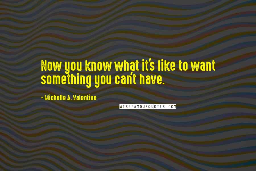 Michelle A. Valentine quotes: Now you know what it's like to want something you can't have.