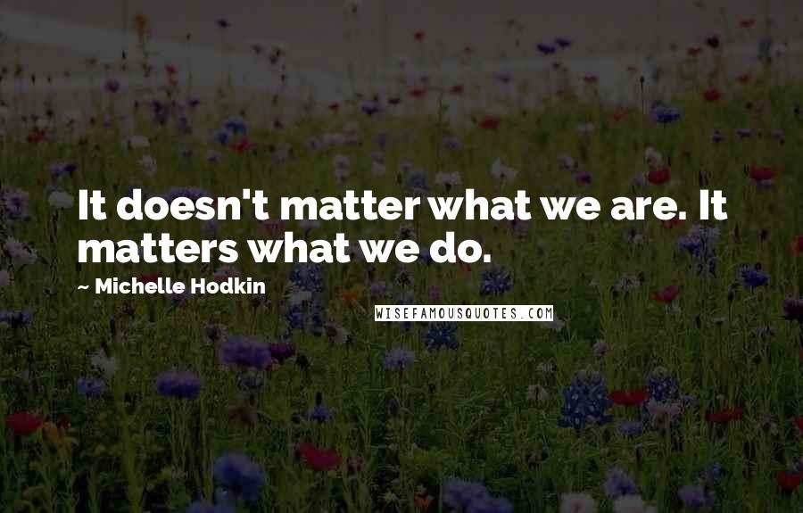 Michelle Hodkin quotes: It doesn't matter what we are. It matters what we do.