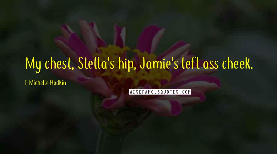 Michelle Hodkin quotes: My chest, Stella's hip, Jamie's left ass cheek.