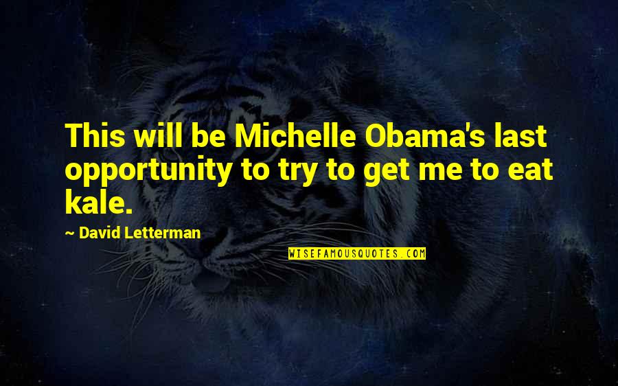Michelle Obama Quotes By David Letterman: This will be Michelle Obama's last opportunity to