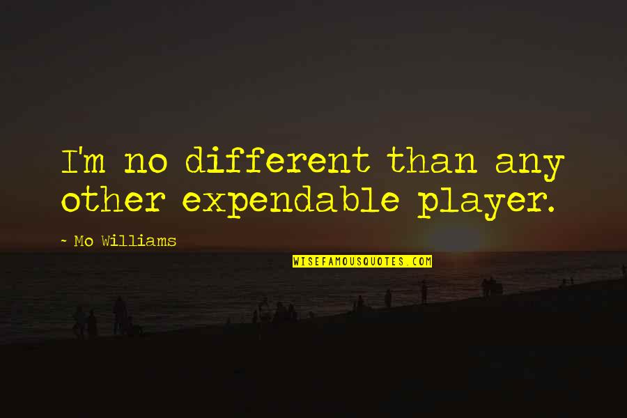 Michienzie Quotes By Mo Williams: I'm no different than any other expendable player. Michienzie Quotes By Mo Williams: I'm no different than any other expendable player.