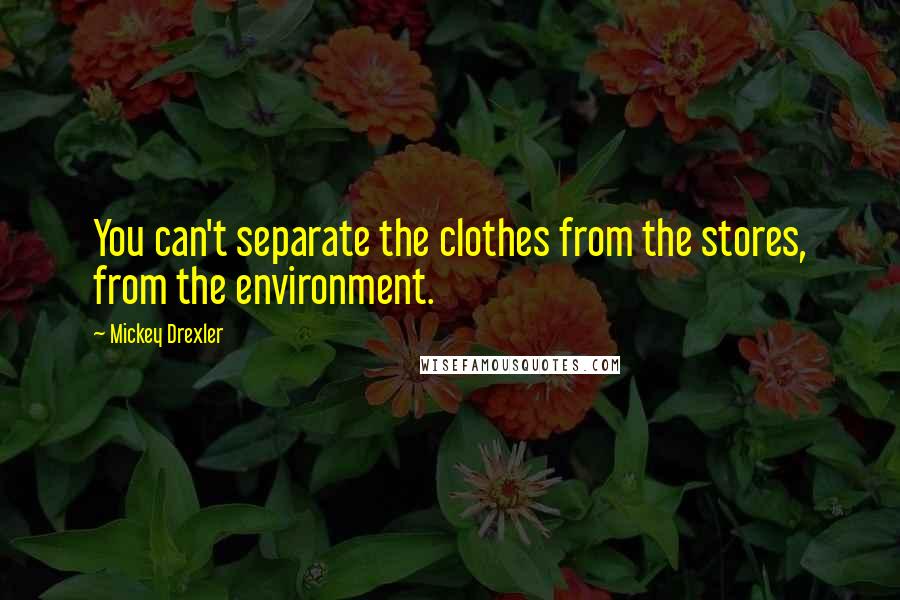 Mickey Drexler quotes: You can't separate the clothes from the stores, from the environment.