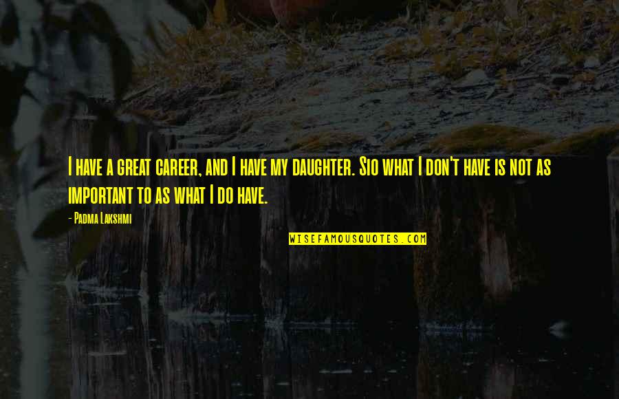 Mickey Johnstone Blood Brothers Quotes By Padma Lakshmi: I have a great career, and I have Mickey Johnstone Blood Brothers Quotes By Padma Lakshmi: I have a great career, and I have