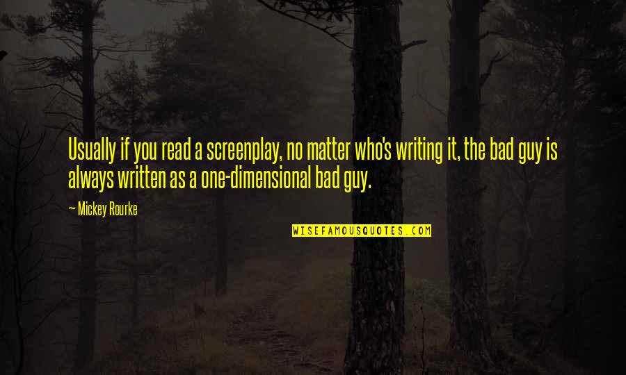 Mickey's Quotes By Mickey Rourke: Usually if you read a screenplay, no matter