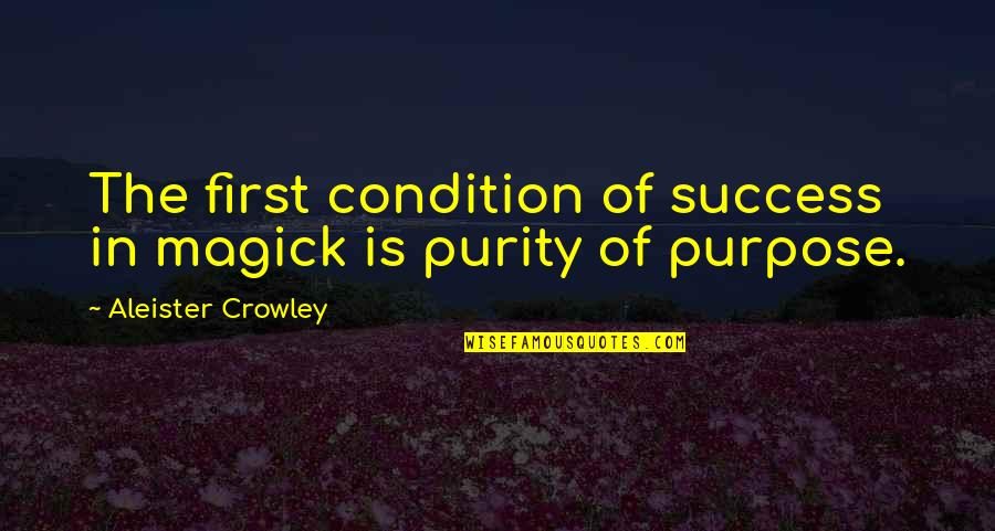 Micro Inequities Quotes By Aleister Crowley: The first condition of success in magick is