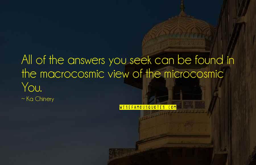 Microcosm Quotes By Ka Chinery: All of the answers you seek can be