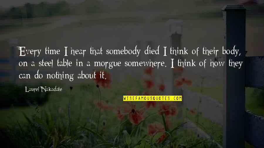 Micromatized Quotes By Laurel Nakadate: Every time I hear that somebody died I