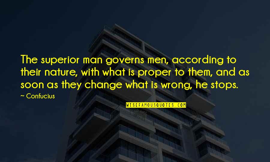 Microphysical Quotes By Confucius: The superior man governs men, according to their