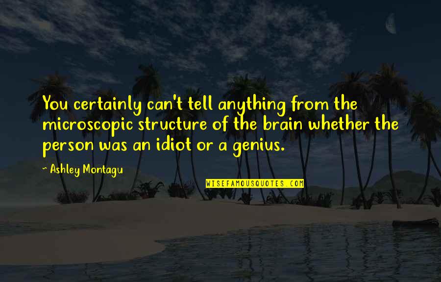 Microscopic Quotes By Ashley Montagu: You certainly can't tell anything from the microscopic
