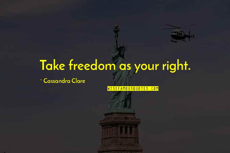 Microsystems And Nanoengineering Quotes By Cassandra Clare: Take freedom as your right. Microsystems And Nanoengineering Quotes By Cassandra Clare: Take freedom as your right.
