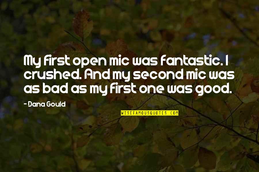 Mics Quotes By Dana Gould: My first open mic was fantastic. I crushed.