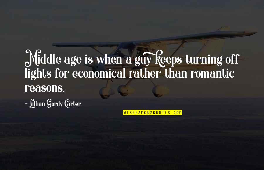 Middle Age Quotes By Lillian Gordy Carter: Middle age is when a guy keeps turning