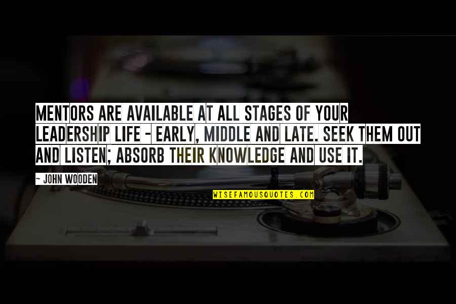 Middle Life Quotes By John Wooden: Mentors are available at all stages of your