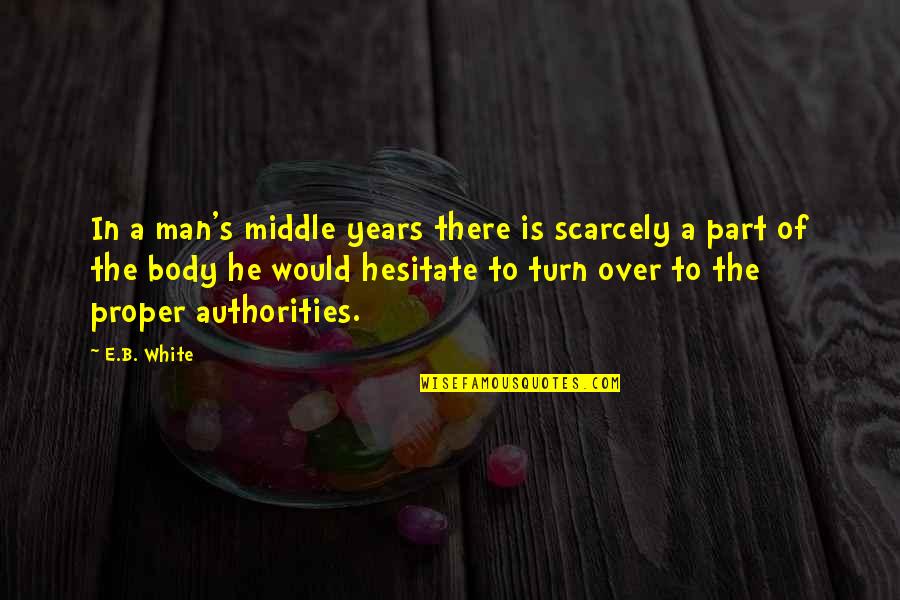 Middle Man Quotes By E.B. White: In a man's middle years there is scarcely Middle Man Quotes By E.B. White: In a man's middle years there is scarcely