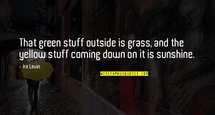 Midnight At The Bright Ideas Bookstore Quotes By Ira Levin: That green stuff outside is grass, and the