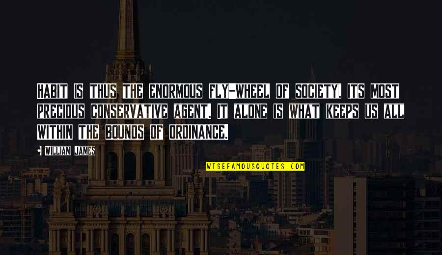 Midnight Snacks Quotes By William James: Habit is thus the enormous fly-wheel of society,