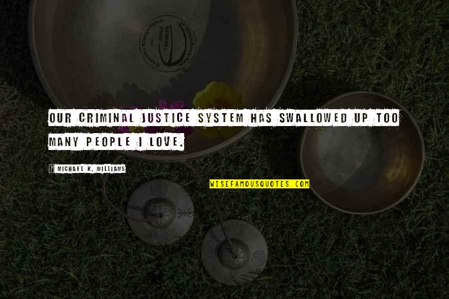Miembro De Mesa Quotes By Michael K. Williams: Our criminal justice system has swallowed up too Miembro De Mesa Quotes By Michael K. Williams: Our criminal justice system has swallowed up too