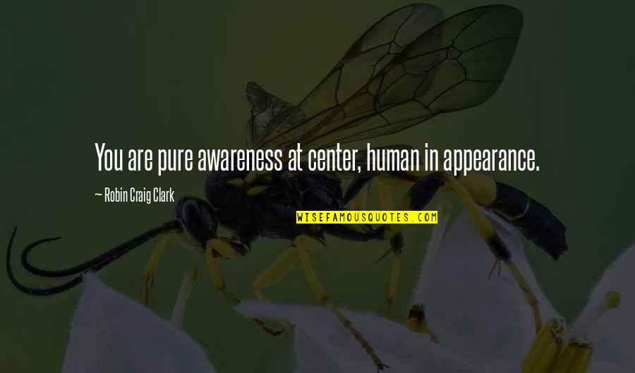 Miembro De Mesa Quotes By Robin Craig Clark: You are pure awareness at center, human in Miembro De Mesa Quotes By Robin Craig Clark: You are pure awareness at center, human in