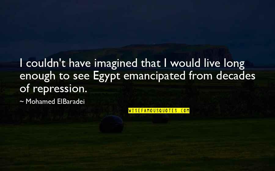 Miene Septic Service Quotes By Mohamed ElBaradei: I couldn't have imagined that I would live