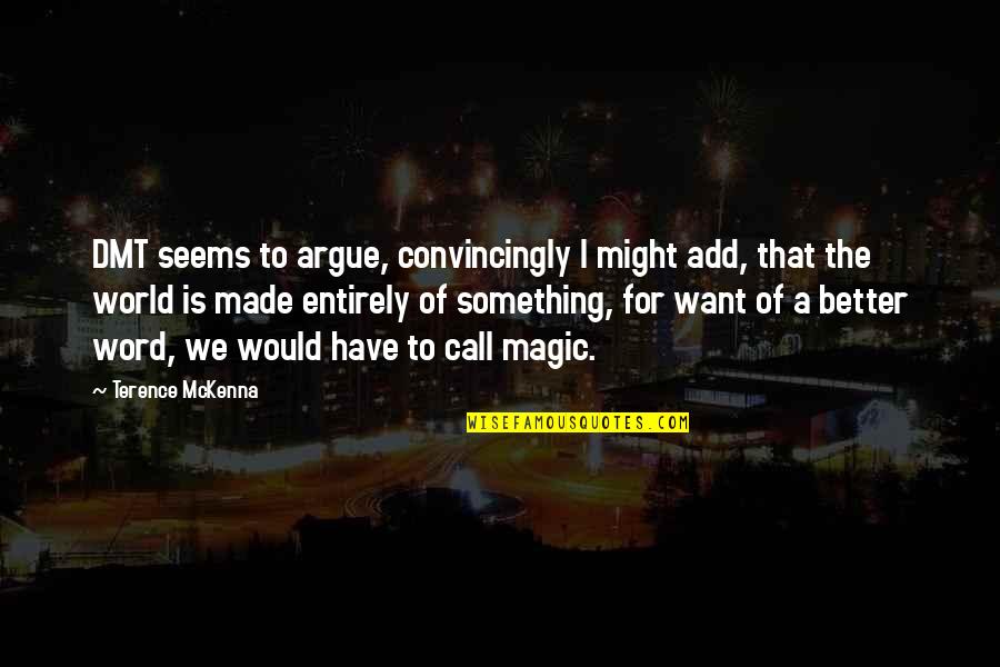 Might And Magic Quotes By Terence McKenna: DMT seems to argue, convincingly I might add, Might And Magic Quotes By Terence McKenna: DMT seems to argue, convincingly I might add,