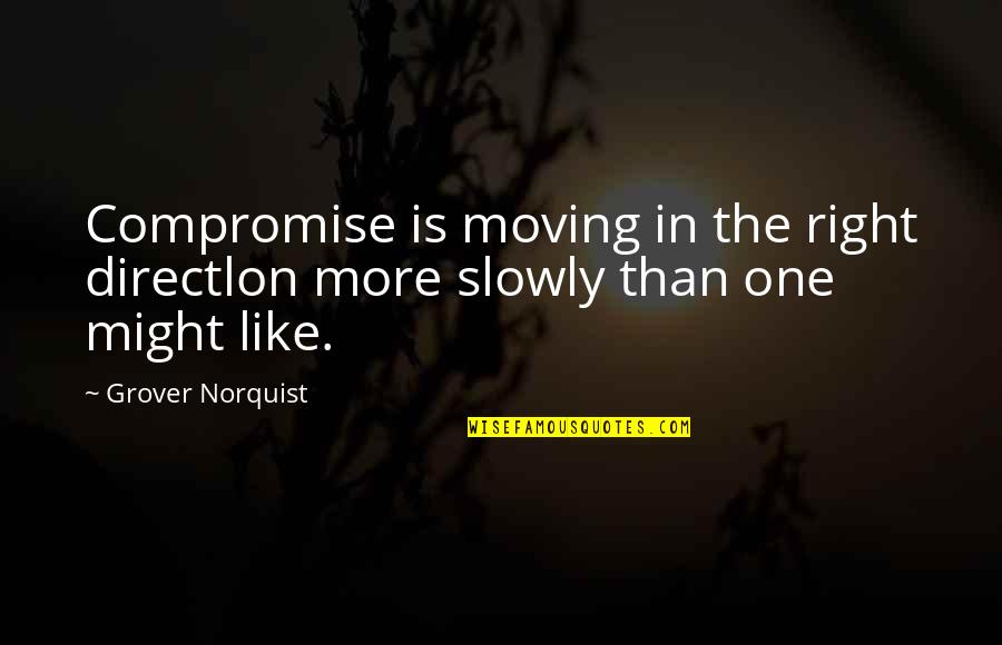 Might Is Right Quotes By Grover Norquist: Compromise is moving in the right directlon more