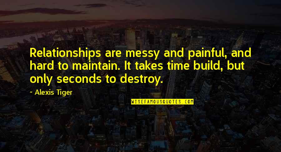 Mights Quotes By Alexis Tiger: Relationships are messy and painful, and hard to