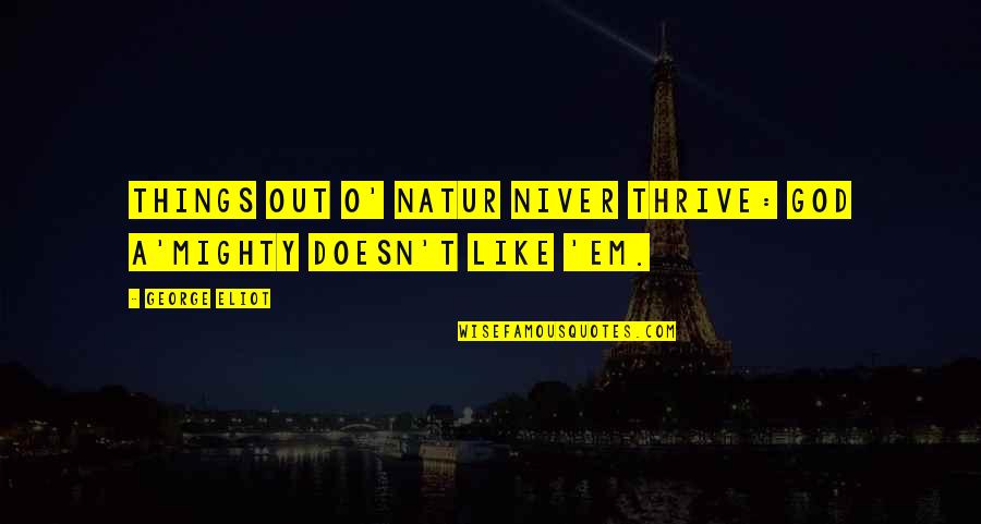 Mighty God Quotes By George Eliot: Things out o' natur niver thrive: God A'mighty