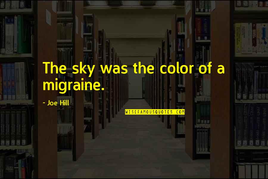 Migraine Quotes By Joe Hill: The sky was the color of a migraine.