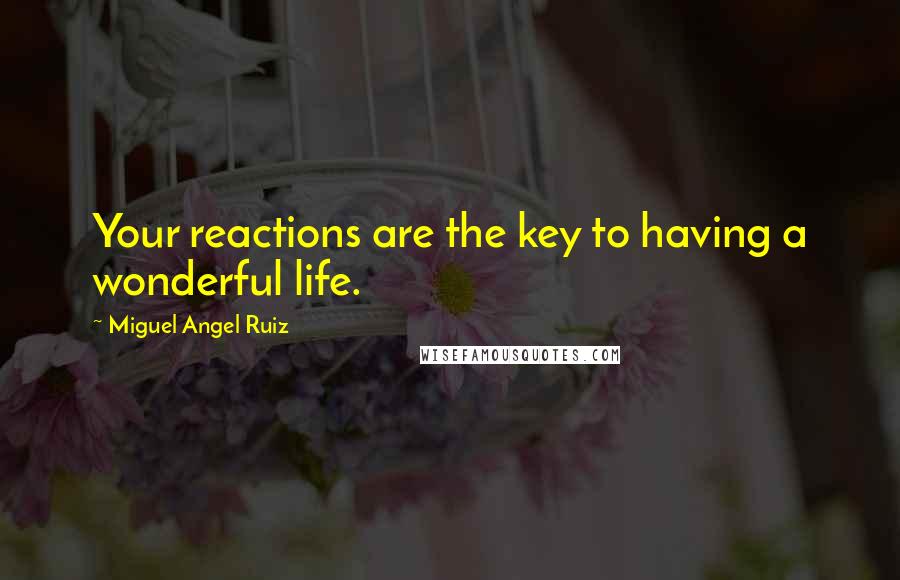 Miguel Angel Ruiz quotes: Your reactions are the key to having a wonderful life.