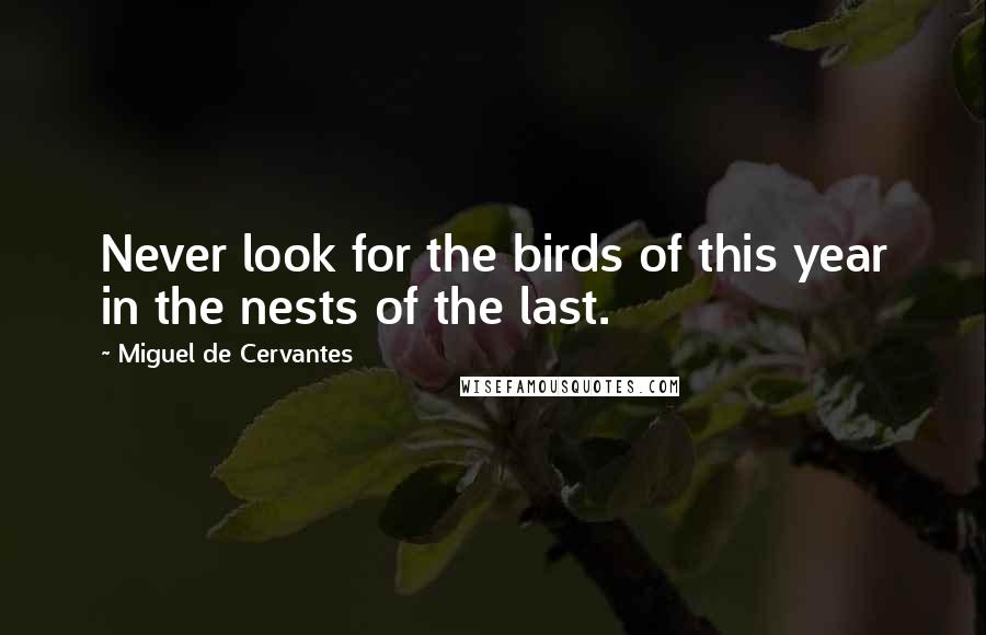 Miguel De Cervantes quotes: Never look for the birds of this year in the nests of the last.