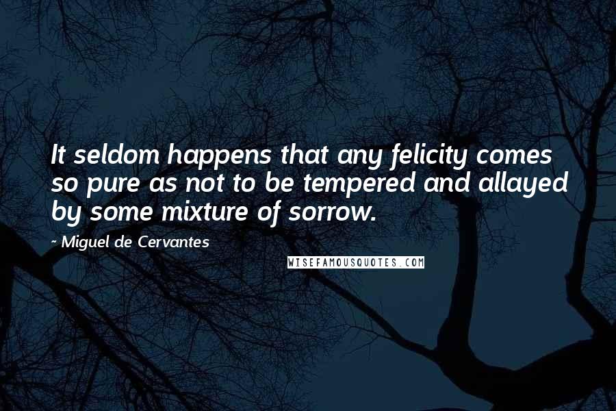 Miguel De Cervantes quotes: It seldom happens that any felicity comes so pure as not to be tempered and allayed by some mixture of sorrow.