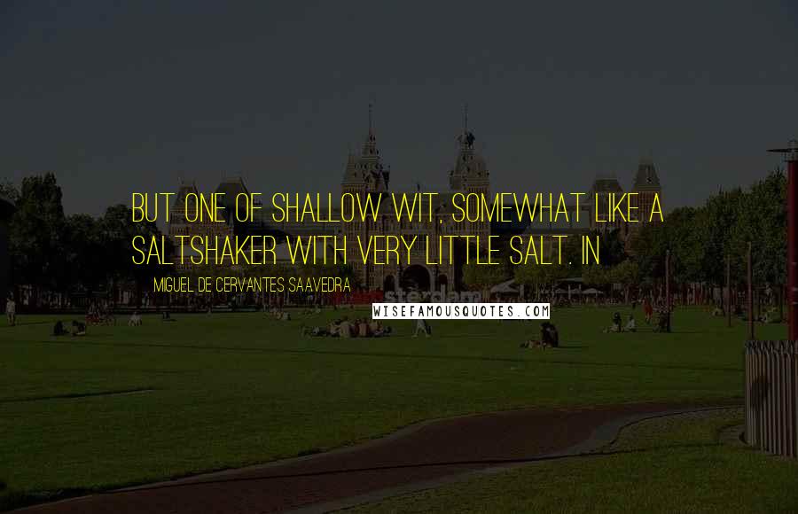 Miguel De Cervantes Saavedra quotes: But one of shallow wit, somewhat like a saltshaker with very little salt. In Miguel De Cervantes Saavedra quotes: But one of shallow wit, somewhat like a saltshaker with very little salt. In