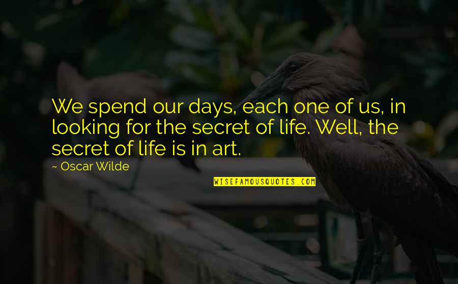 Miguel Quickie Quotes By Oscar Wilde: We spend our days, each one of us,