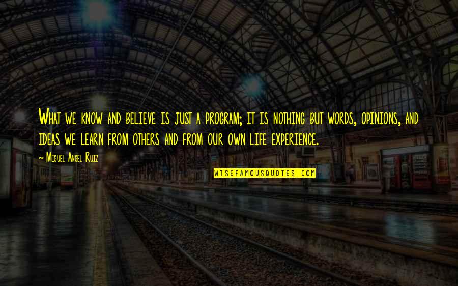 Miguel Ruiz Quotes By Miguel Angel Ruiz: What we know and believe is just a Miguel Ruiz Quotes By Miguel Angel Ruiz: What we know and believe is just a