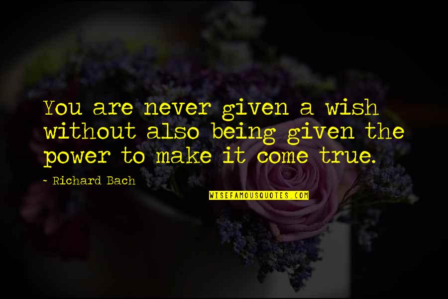 Miguelina Gambaccini Quotes By Richard Bach: You are never given a wish without also