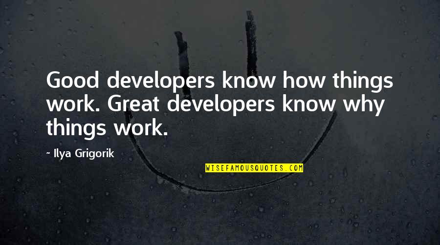 Mihael Quotes By Ilya Grigorik: Good developers know how things work. Great developers