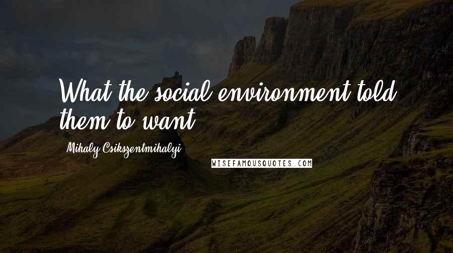 Mihaly Csikszentmihalyi quotes: What the social environment told them to want ...