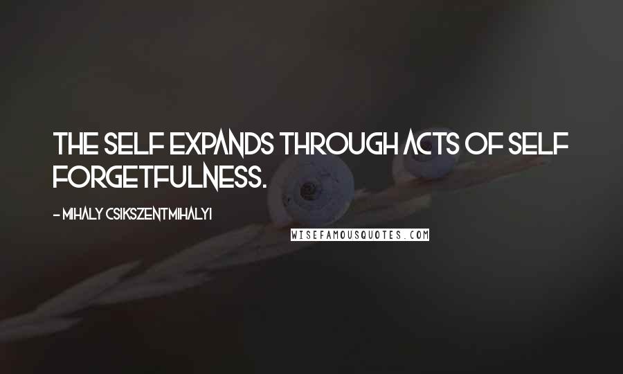 Mihaly Csikszentmihalyi quotes: The self expands through acts of self forgetfulness.