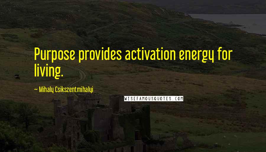 Mihaly Csikszentmihalyi quotes: Purpose provides activation energy for living.