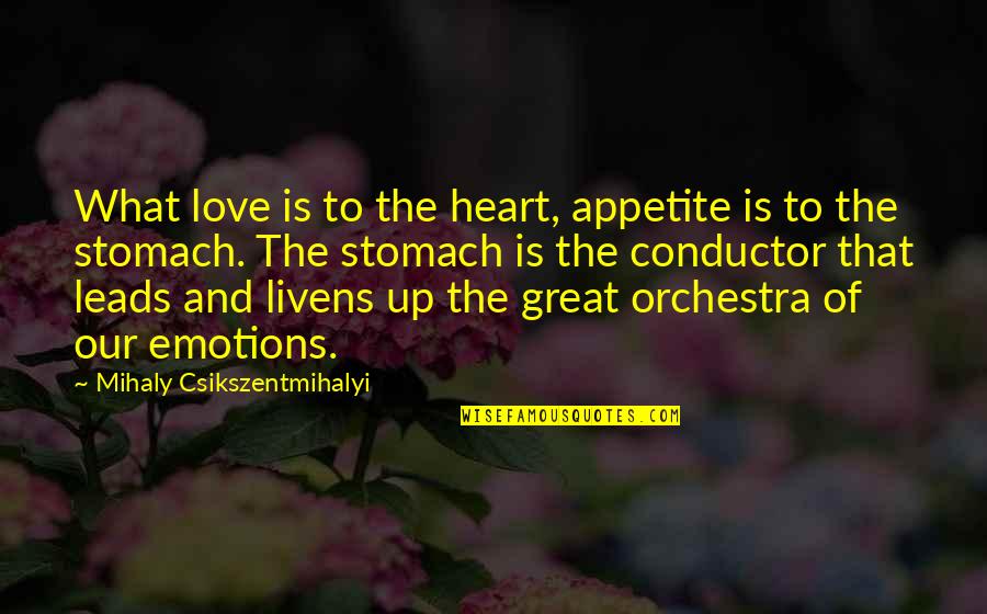 Mihaly Quotes By Mihaly Csikszentmihalyi: What love is to the heart, appetite is