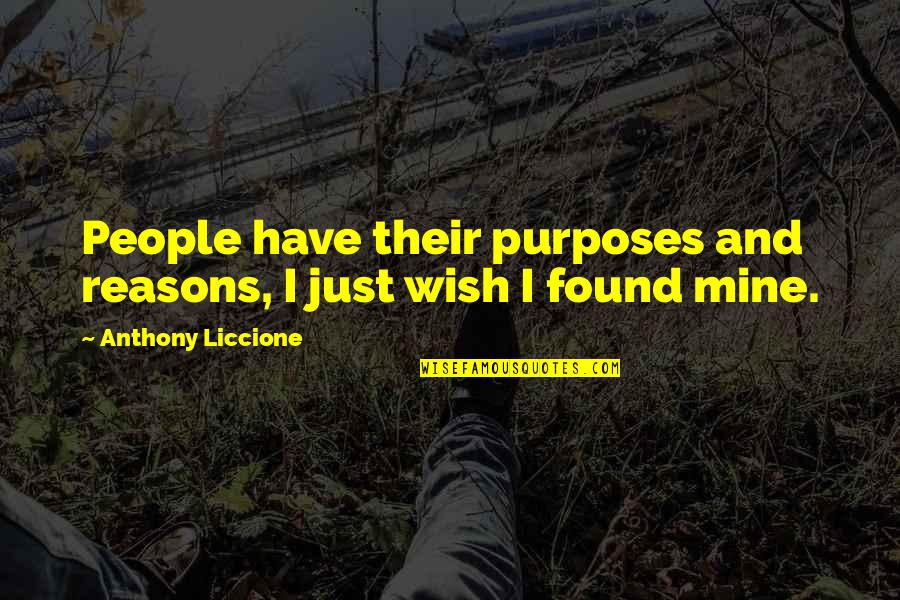 Mijlocul De Deplasare Quotes By Anthony Liccione: People have their purposes and reasons, I just Mijlocul De Deplasare Quotes By Anthony Liccione: People have their purposes and reasons, I just