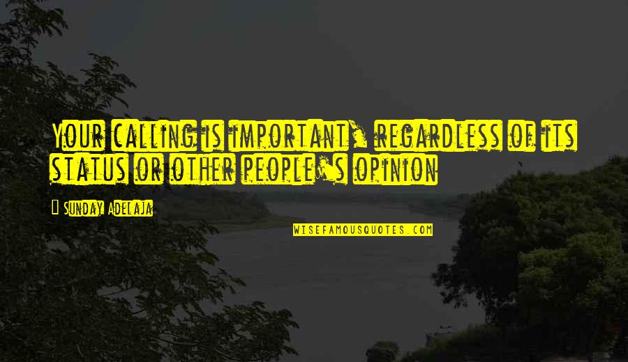 Mikaelson Quotes By Sunday Adelaja: Your calling is important, regardless of its status